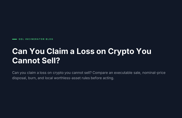 Can You Claim a Loss on Crypto You Cannot Sell?